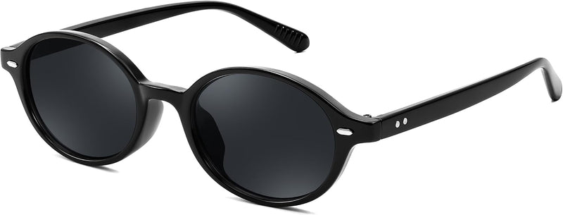 001 Black Frame & Grey / 47 Millimeters | B0DTHZFGF4 | FEISEDY Retro Oval Sunglasses for Women 90s Narrow Round Lightweight Shades Y2k Trendy Sunnies B1171