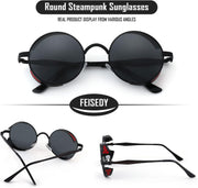 ÉÌƷͼƬ 45 | B0CHLX78KB | FEISEDY Retro Steampunk Sunglasses for Men Women, Round Metal Frame Gothic Vintage Style B2820