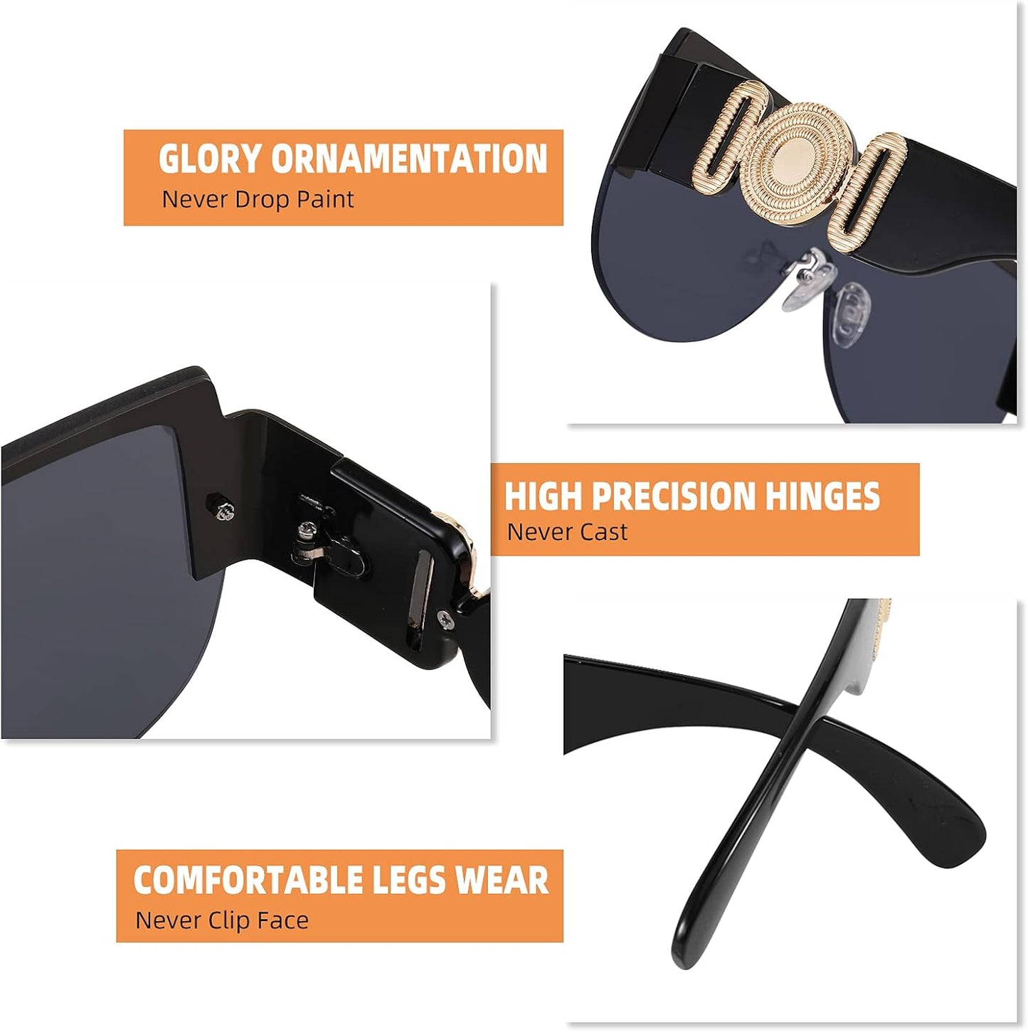 商品图片 4 | B095WNLFX1 | FEISEDY Fashion Oversized Sunglasses Women Trendy Designer One Piece Stylish UV400 Protection B2748
