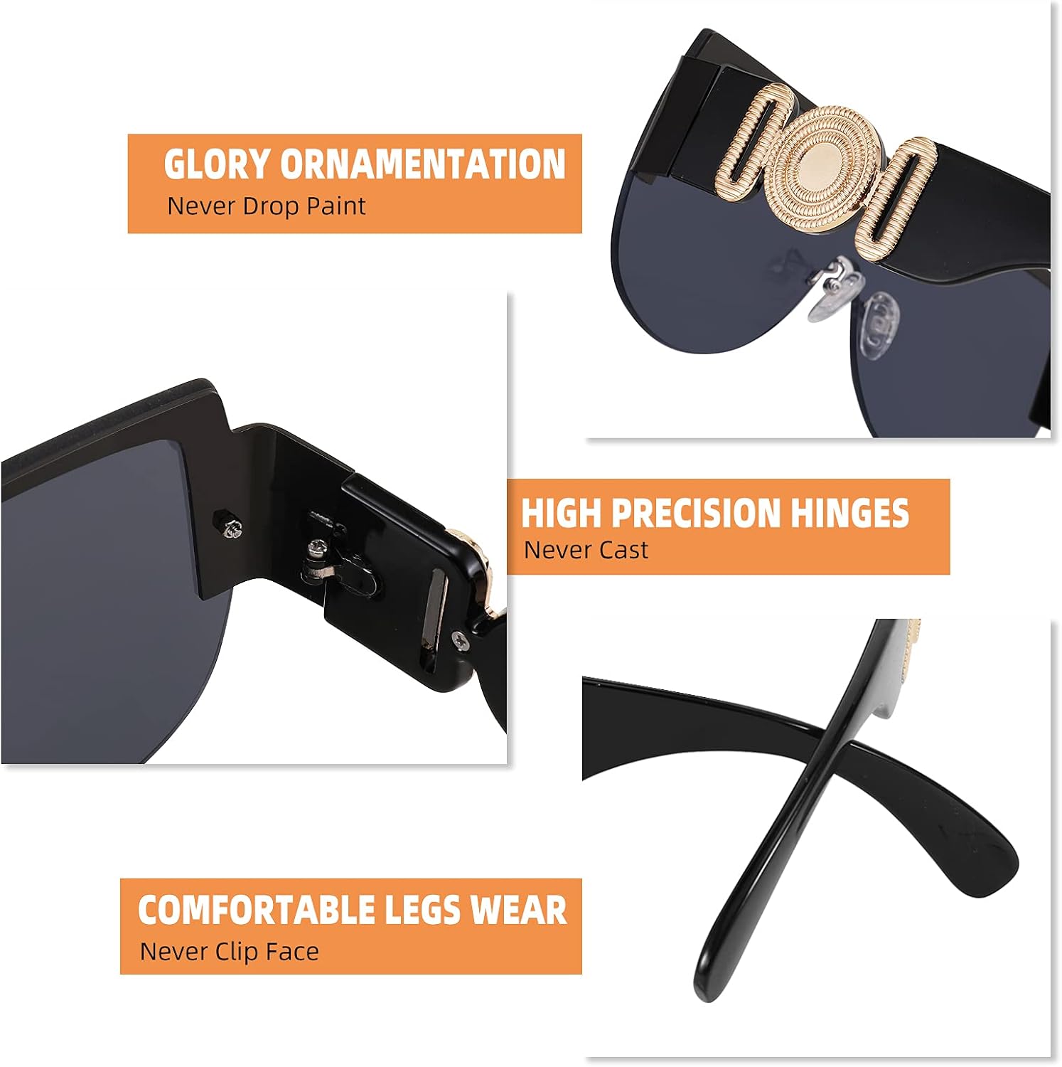 商品图片 4 | B095WNLFX1 | FEISEDY Fashion Oversized Sunglasses Women Trendy Designer One Piece Stylish UV400 Protection B2748