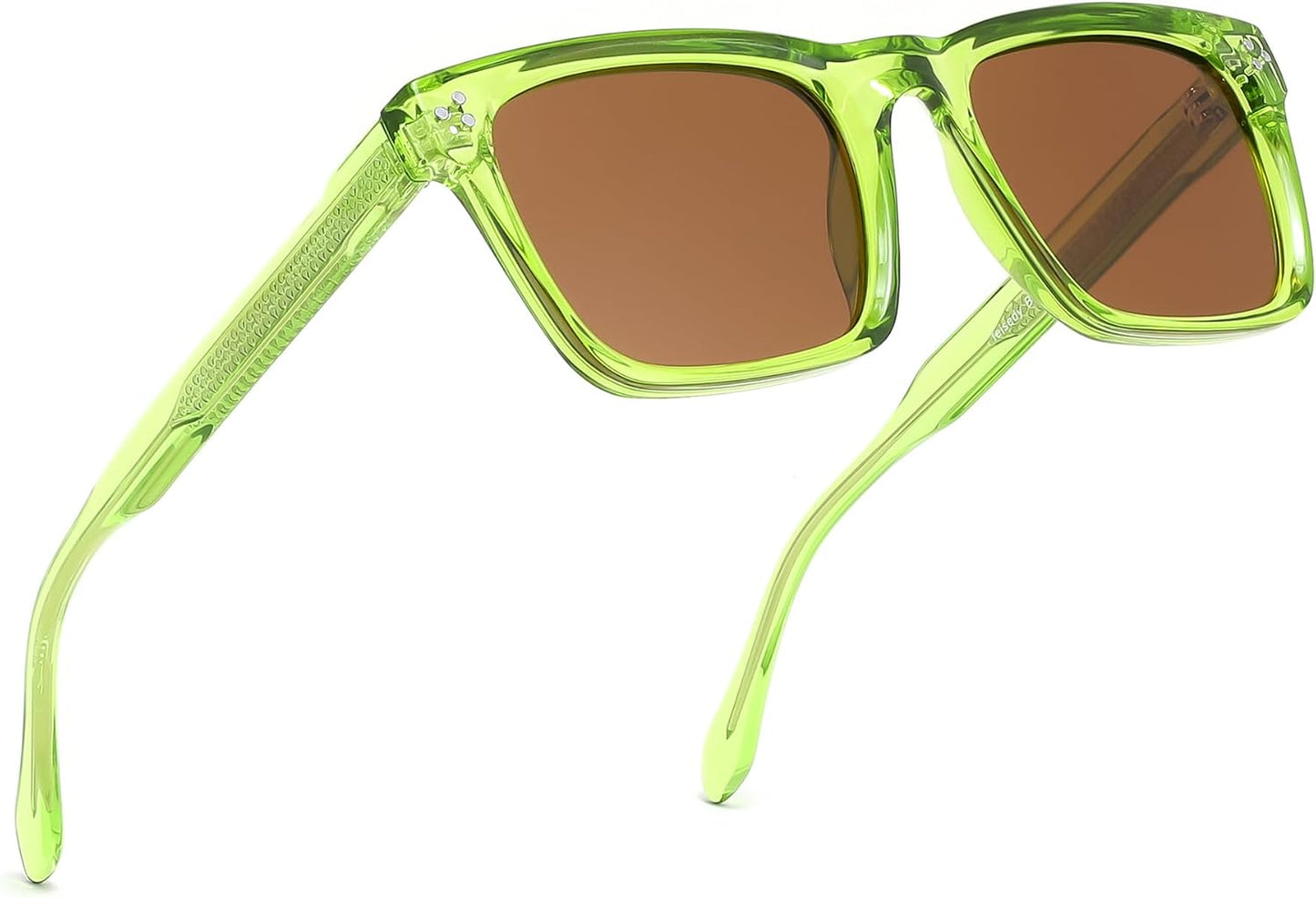 Green/Brown / 52 Millimeters | B0FHCRFDBQ | FEISEDY Trendy Square Polarized Sunglasses For Men Women Thick Frame B0294