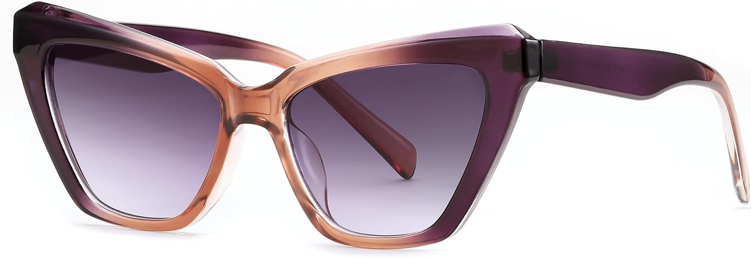Purple / 54 Millimeters | B0CYZC428H | FEISEDY Retro Cat Eye Sunglasses for Women UV400 Protection Small Vintage Chic Shades B0132