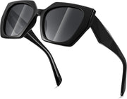 003 Obsidian / 52 Millimeters | B0CNCTPJQG | FEISEDY Trendy Polarized Sunglasses, Oversized Irregular TR Frame for Women Men, Retro Shades UV400 B0016