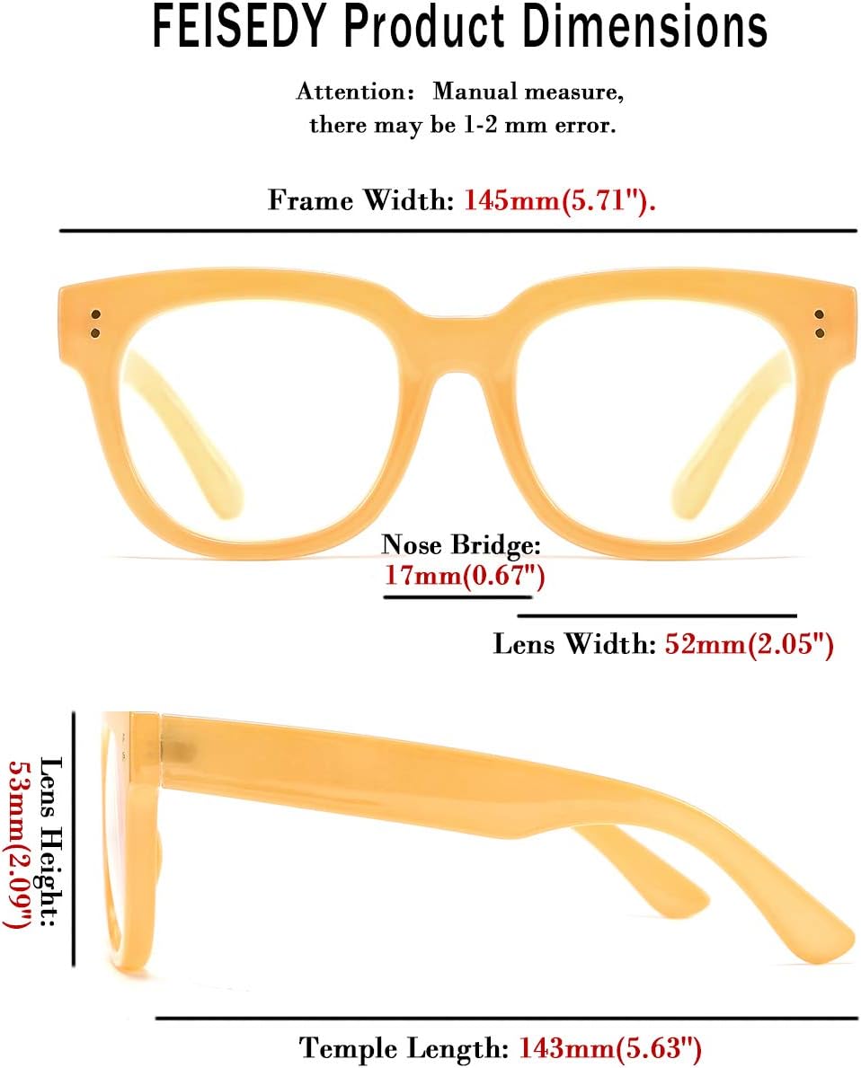 商品图片 19 | B0DBQFZT73 | FEISEDY Retro Square Thick Big Frame Blue Light Blocking Reading Glasses Anti Glare Digital Eyestrain Reader B2523