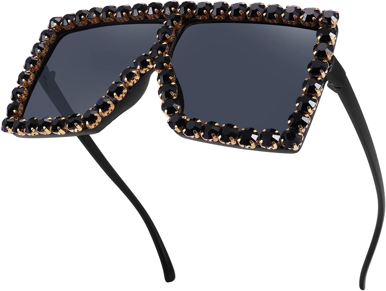 商品图片 3 | B096YZPRF2 | FEISEDY Oversized Sparkling Crystal Sunglasses Disco Diamond Flat Top Fashion Square Large Shades B2782