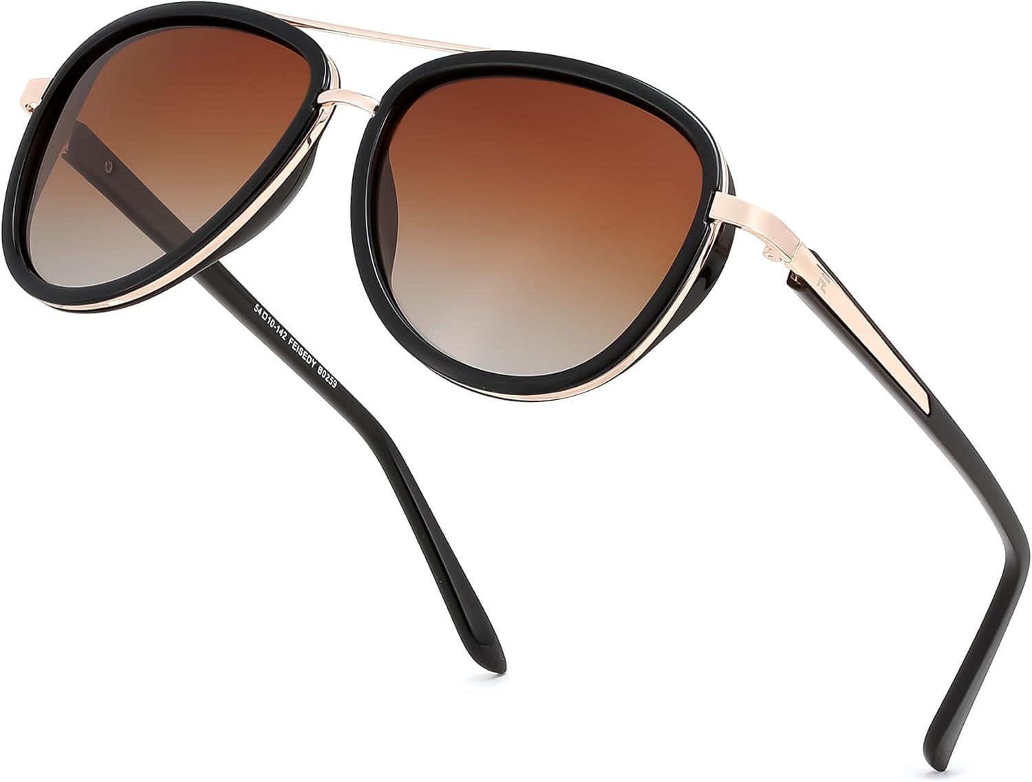 Black/Gradient Tea / 55 Millimeters | B0GL7MVS95 | FEISEDY Retro Polarized Aviator Sunglasses for Women Men B0259