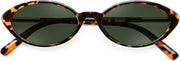 Tortoise Frame Green Lens / 54 Millimeters | B0H2VKFTTN | FEISEDY Oval Cat Eye Sunglasses for Women, 90s Narrow Y2K Shades B0435