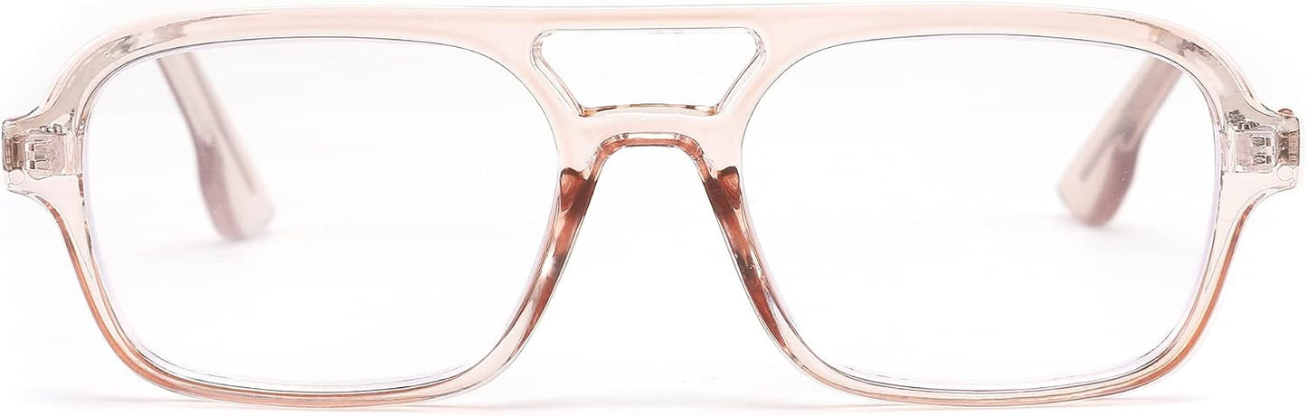商品图片 9 | B0C65DXFMC | FEISEDY Retro Square Blue Light Blocking Reading Glasses for Women Men 70s Flat Aviator Glasses Anti-Fatigue Reader B2993