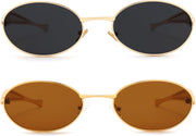 ÉÌƷͼƬ 42 | B0FH4FH8VH | FEISEDY Retro Oval Sunglasses Women Men - Gold Metal Chunky Frame, UV400 for Driving & Daily Wear B0312