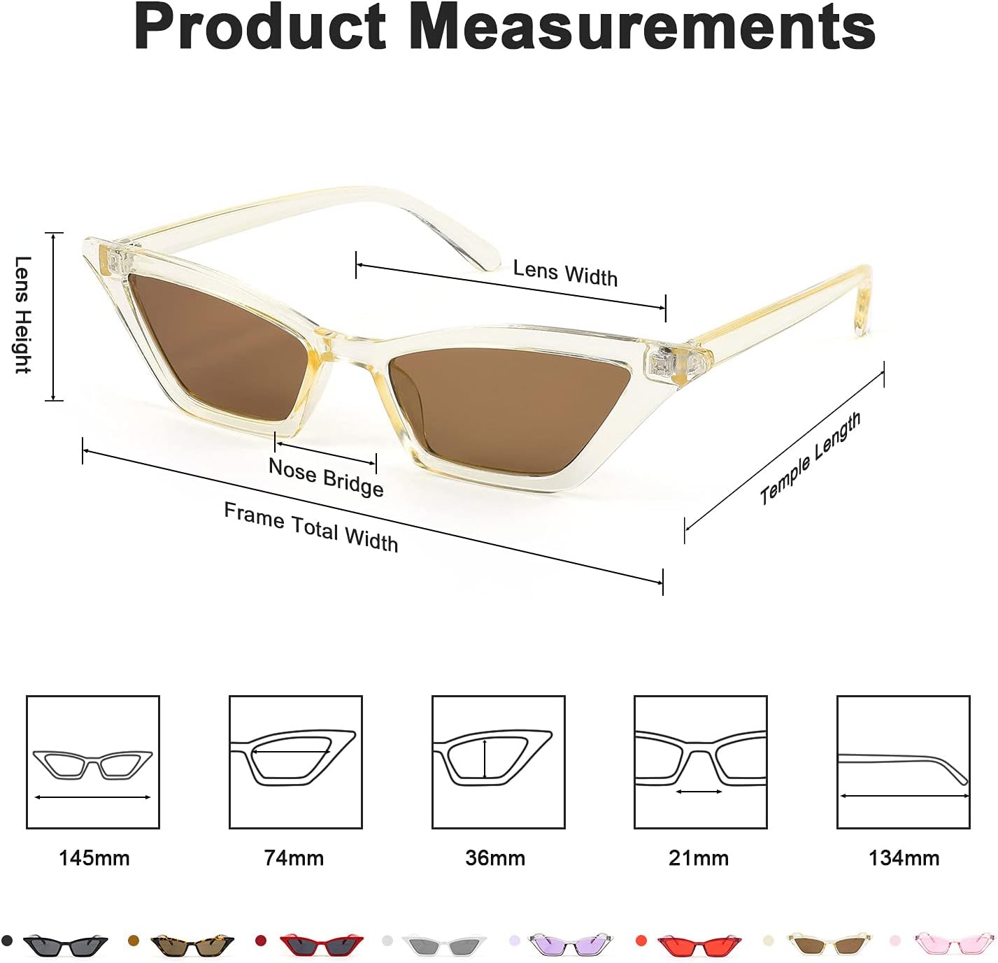 商品图片 53 | B079KYQYT3 | FEISEDY Small Cat Eye Sunglasses Vintage Square Shade Women Eyewear B2291