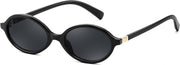 101 Black Frame & Grey / 47 Millimeters | B0DW8WW2TM | FEISEDY Retro Oval Sunglasses for Women 90s Narrow Round Lightweight Shades Y2k Trendy Sunnies B1171