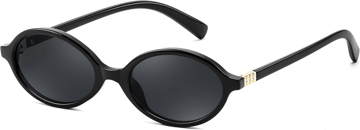 101 Black Frame & Grey / 47 Millimeters | B0DW8WW2TM | FEISEDY Retro Oval Sunglasses for Women 90s Narrow Round Lightweight Shades Y2k Trendy Sunnies B1171