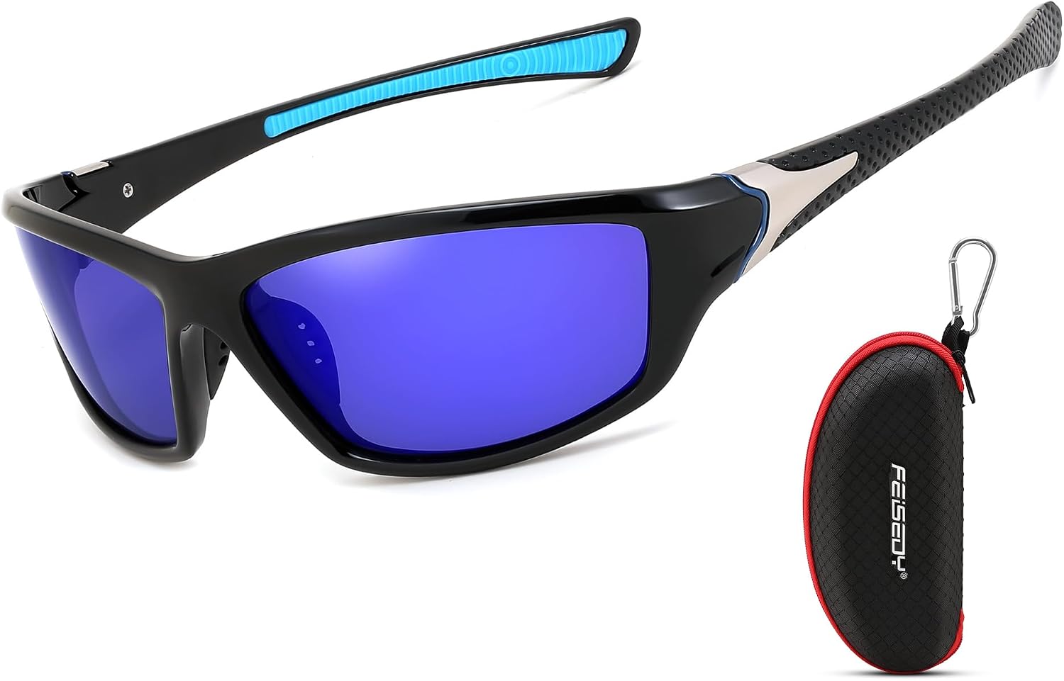 Black Frame/Deep Blue Mirrored Lens / 70 Millimeters | B0FC2FPZRQ | FEISEDY Classic Men Polarized Sports Sunglasses Night Driving Yellow Lenses Cycling Fishing Driving Glasses B2674