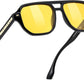 Black Frame & Yellow / 49 Millimeters | B0DSH16LL8 | FEISEDY Polarized Aviator Sunglasses Men Women, Retro 70s Style Design - UV400 Protection, Driving & Daily Wear B0203