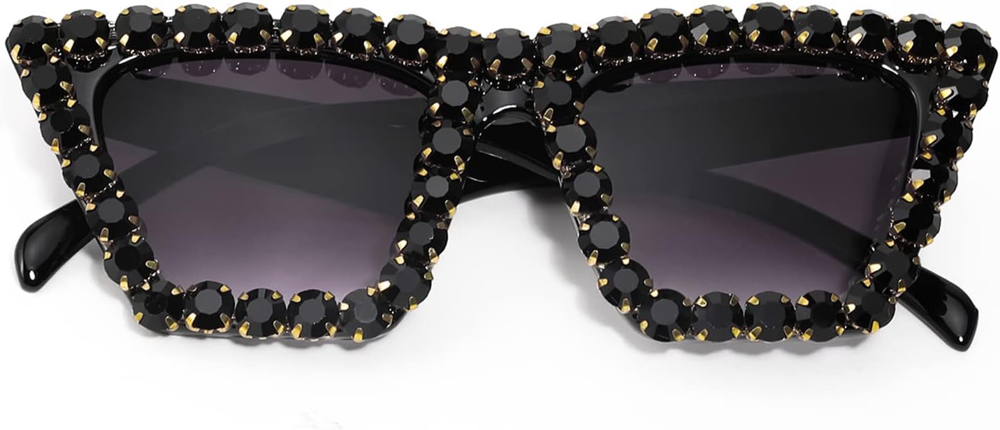 商品图片 21 | B09V7X56D4 | FEISEDY Women Crystal Square Cat Eye Sunglasses Sparkling Trendy Retro Cateye Sunglasses B2898