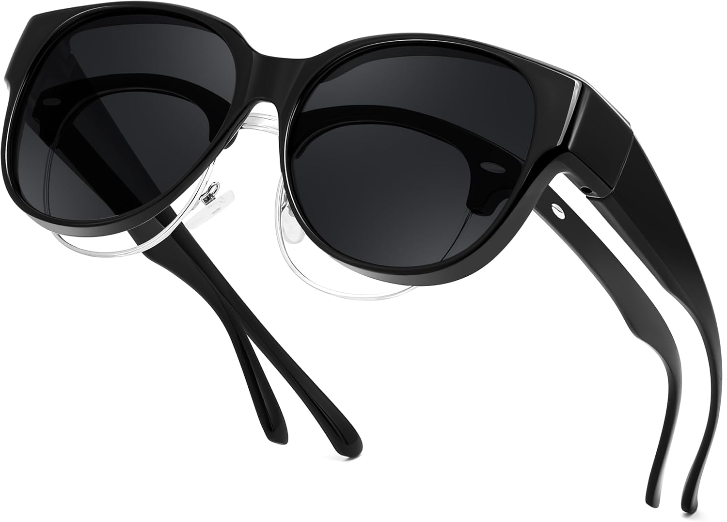 Black Frame & Grey Lens / 55 Millimeters | B0FRRPTV1K | FEISEDY Fit Over Glasses Polarized Sunglasses, UV400 Protection for Driving & Outdoor Activities B0328