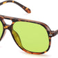 Leopard & Green / 56 Millimeters | B0H1W7V54J | FEISEDY Retro Square Aviator Sunglasses Women Men Double Bridge B0443