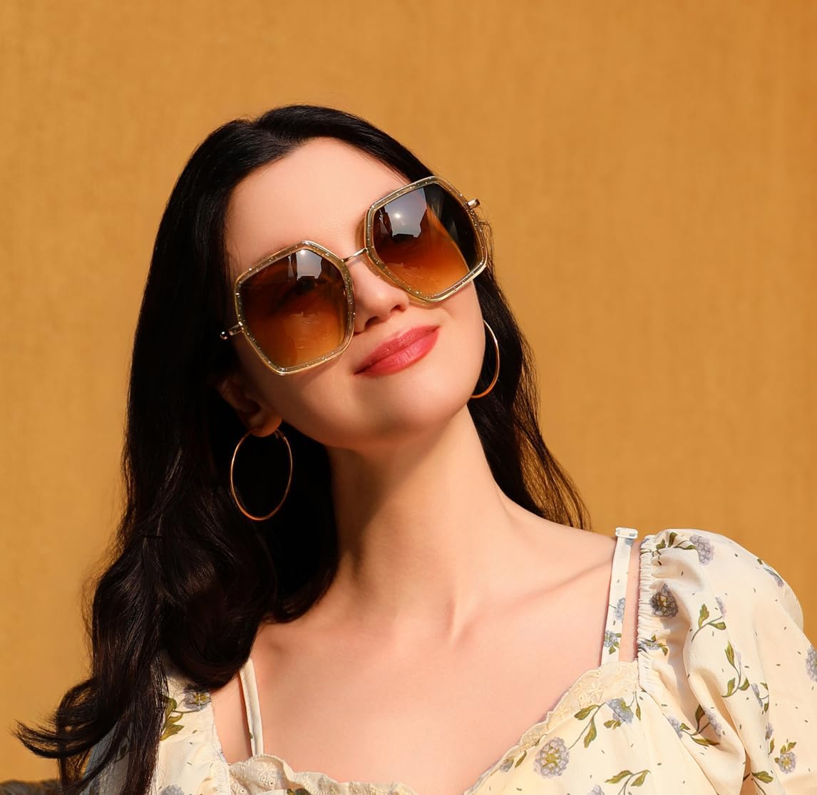ÉÌƷͼƬ 41 | B08C7TTTDN | FEISEDY Women Large Hexagon Inspired Sunglasses Fashion Irregular Design Style Geometric B2503
