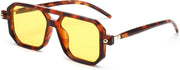 032 Leopard Frame & Yellow Lens / 52 Millimeters | B0DPCK3LCB | FEISEDY Vintage Square 70s Flat Aviator Sunglasses Women Men Classic Retro Stylish Frame UV400 Sunglasses B2622