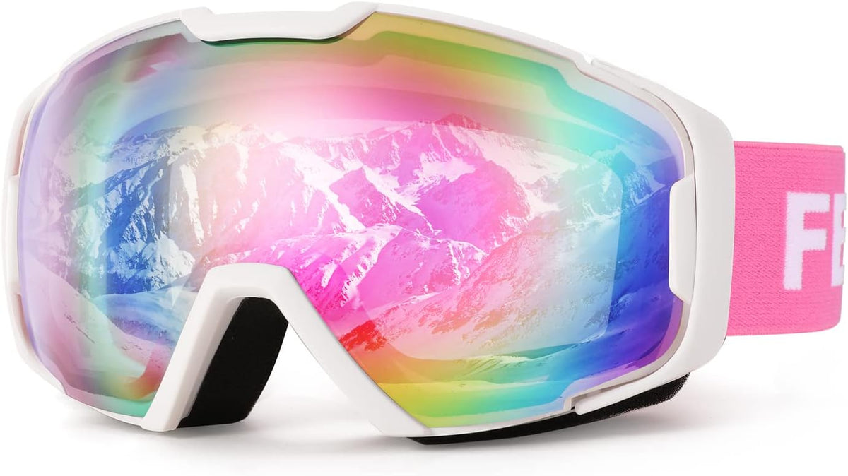 Pink Vlt 45% | B0BGKJS56Y | FEISEDY Ski Goggles, OTG Snow Sport Goggles for Adult Youth, Anti-Fog UV400 Protection Bendable Dual-Lenses B2961