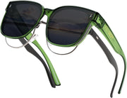 Transparent Green Frame & Grey / 64 Millimeters | B0DPWK91MJ | FEISEDY Sunglasses That Fit Over Glasses for Women Men UV400 B0269