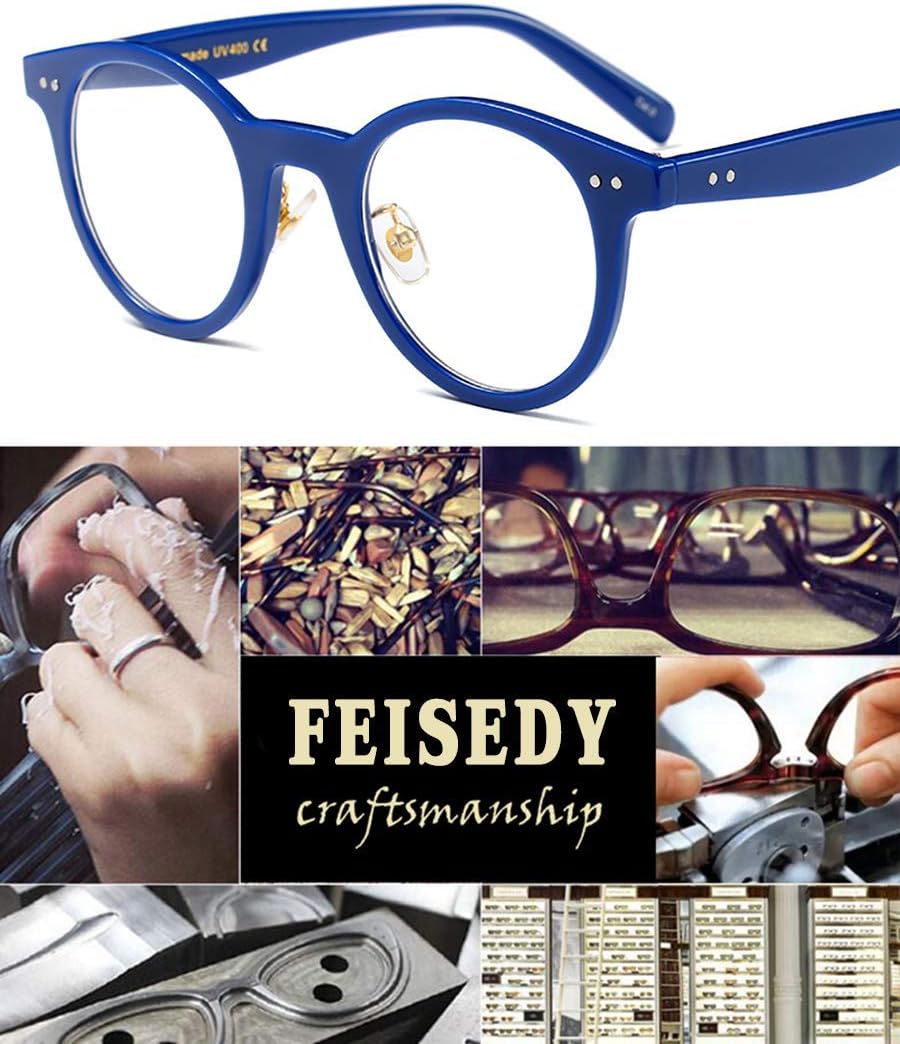 商品图片 6 | B07P38HF4N | FEISEDY Reading Glasses Standard Fit Full Frame Readers Round Glasses for Men and Women B2478