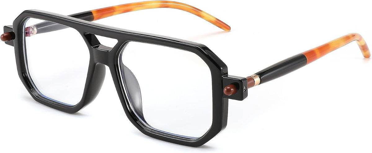 Black / 52 Millimeters | B0CHYT6WH4 | FEISEDY Vintage Square Blue Light Blocking Glasses Women Men 70s Flat Aviator Glasses Computer Anti Glare B0062