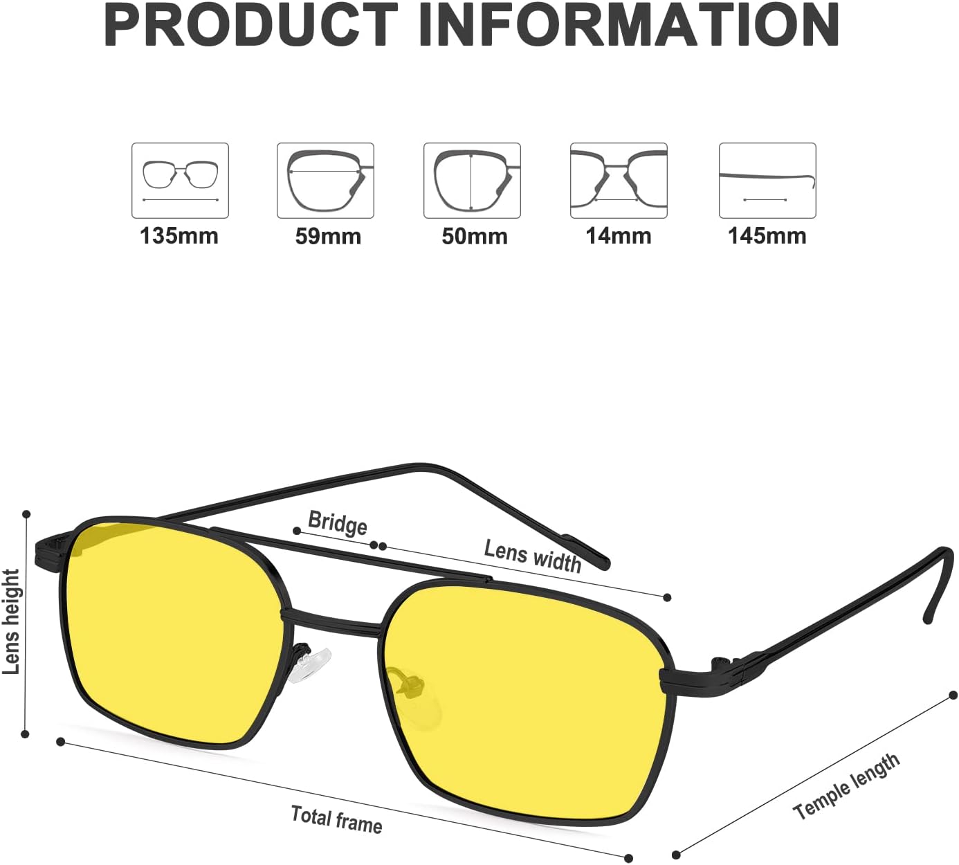 商品图片 29 | B09GKB6G1G | FEISEDY Fashion Square Aviator Sunglasses Women Men Trendy Retro Metal Frame Sun Glasses Candy Color Lens B1036