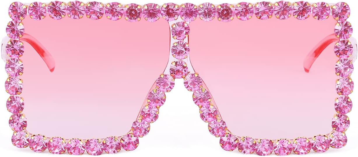 商品图片 31 | B096YZPRF2 | FEISEDY Oversized Sparkling Crystal Sunglasses Disco Diamond Flat Top Fashion Square Large Shades B2782