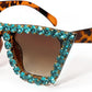Leopard / 52 Millimeters | B09V7XYB44 | FEISEDY Women Crystal Square Cat Eye Sunglasses Sparkling Trendy Retro Cateye Sunglasses B2898