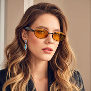 ÉÌƷͼƬ 31 | B0FH4FH8VH | FEISEDY Retro Oval Sunglasses Women Men - Gold Metal Chunky Frame, UV400 for Driving & Daily Wear B0312