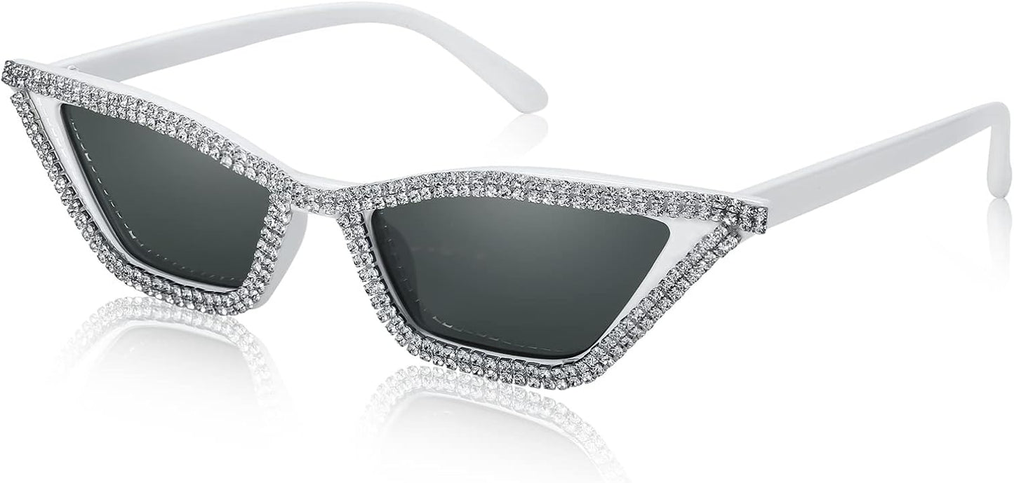 004 White / Grey Lens / 53 Millimeters | B0B62JKMS1 | FEISEDY Small Cat Eye Sunglasses Vintage Square Shade Women Eyewear B2291