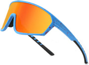 Blue Frame & Red Mirror Lens / 75 Millimeters | B0CSJP5GZ6 | FEISEDY Polarized Sports Sunglasses for Men Women Cycling Running Fishing Tac Glasses UV400 Protection B1125