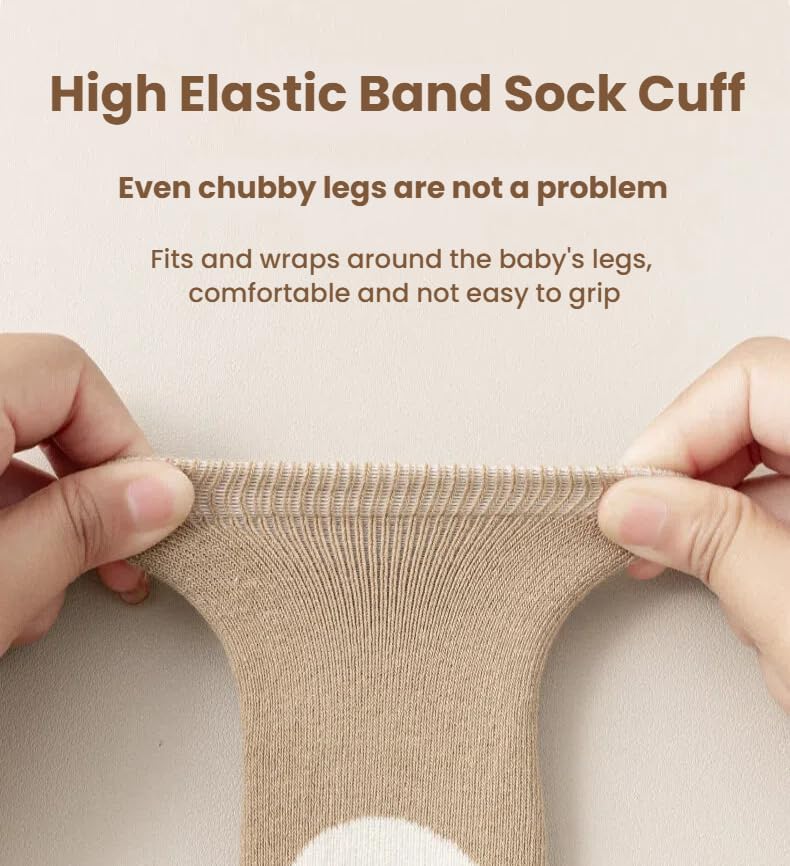 商品图片 4 | B0H2HQ69L4 | 6 Pairs Baby Toddler Non Slip Socks with Grippers, Crew Cartoon Animal Grip Socks for Kids Boys Girls 1-3 Years