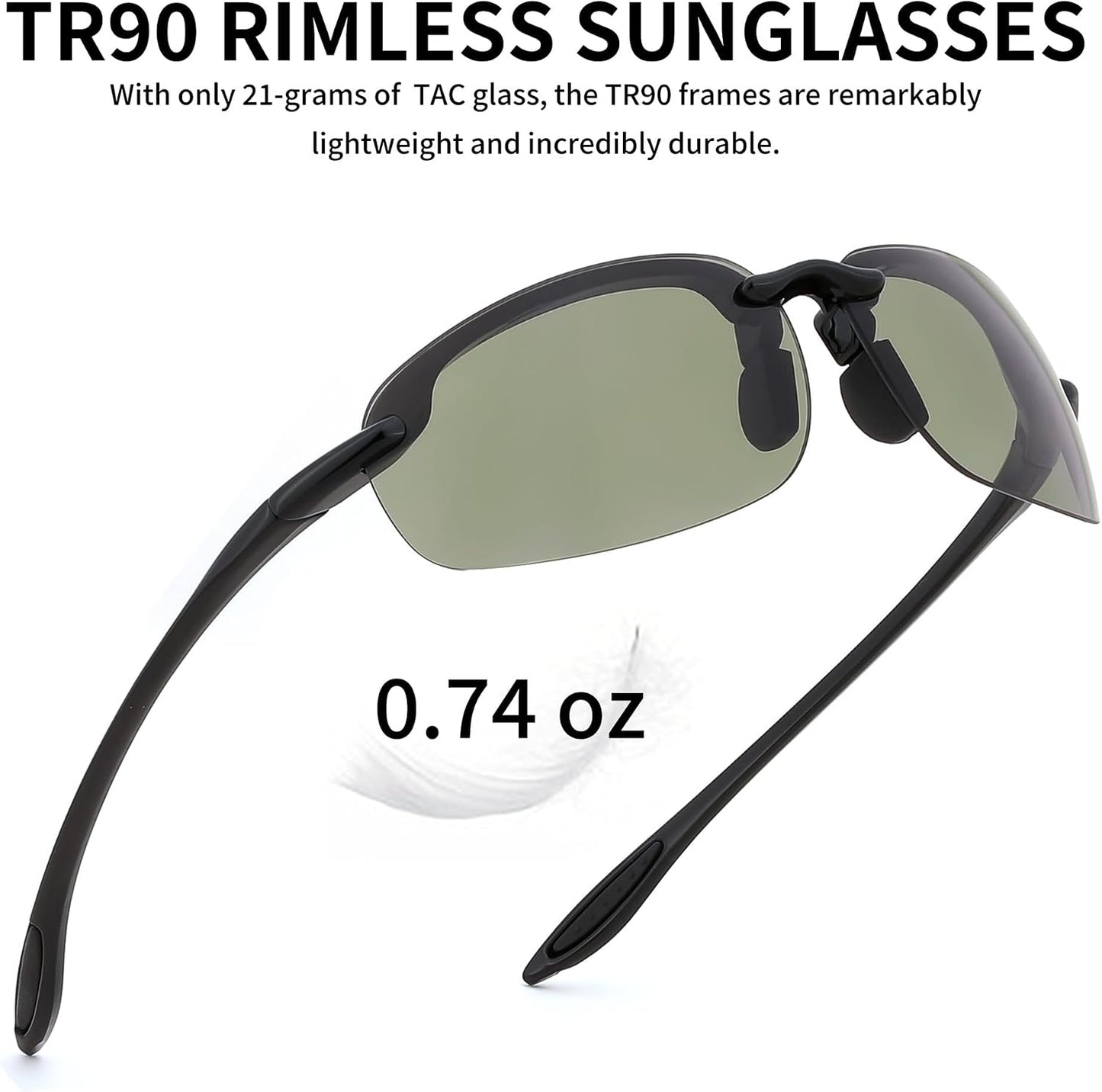 商品图片 23 | B0FY1FT8ZN | FEISEDY Sports Sunglasses for Men Women TR90 Rimless Frame for Running Fishing Driving B0349