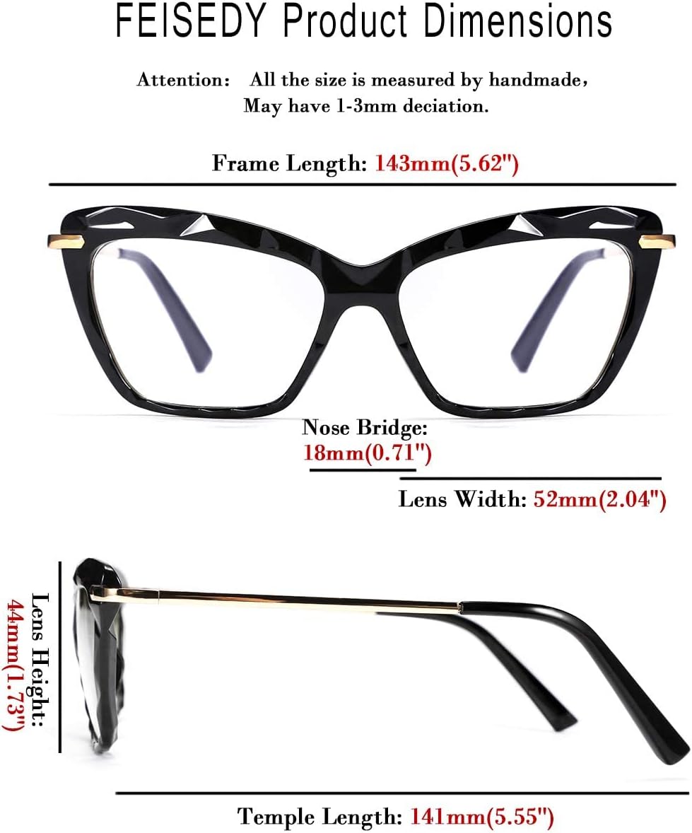 ÉÌƷͼƬ 7 | B07S9JPPPF | FEISEDY Crystal Cat Eye Glasses Frame Blue Light Blocking Computer Eyewear B2500