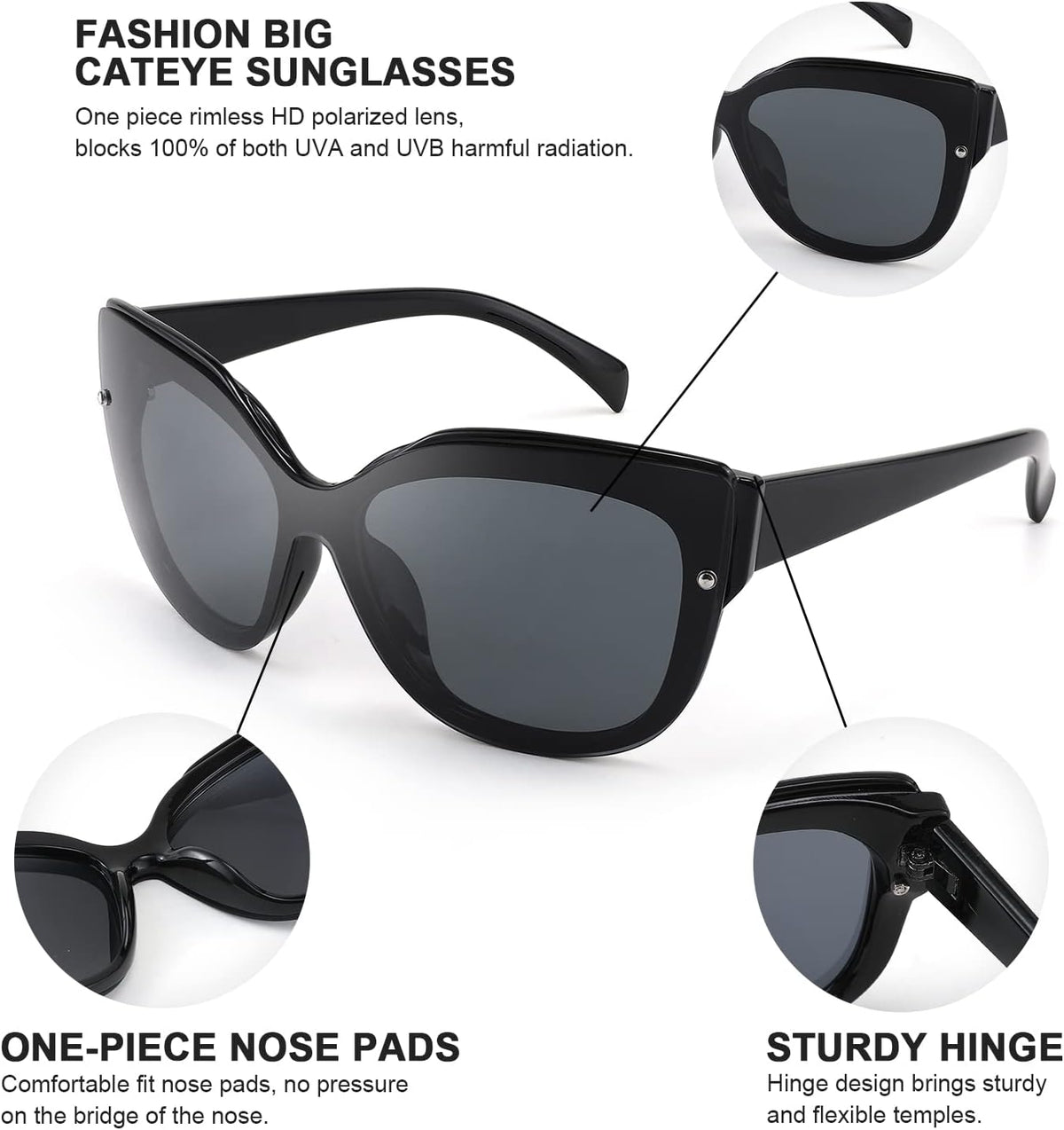 ÉÌƷͼƬ 13 | B09LTWN7GK | FEISEDY Cat Eye Sunglasses Polarized for Women Men£¬Rimless Mirrored Sunglasses, Oversized, Trendy Retro Sun Glasses B2796