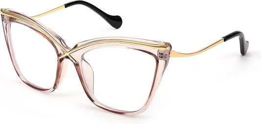 Transparent Tea / 55 Millimeters | B0B63PP6VN | FEISEDY Women Oversized Square Blue Light Blocking Glasses Anti Eyestrain Cat Eye Fashion Eyewear B2956