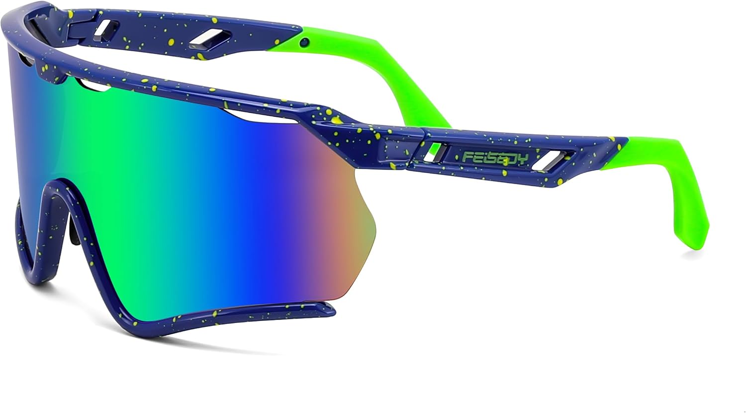 Green / Large | B0FL27P5RM | FEISEDY Sports Sunglasses for Men Women Youth Baseball Cycling Running Softball Biking Glasses B0305