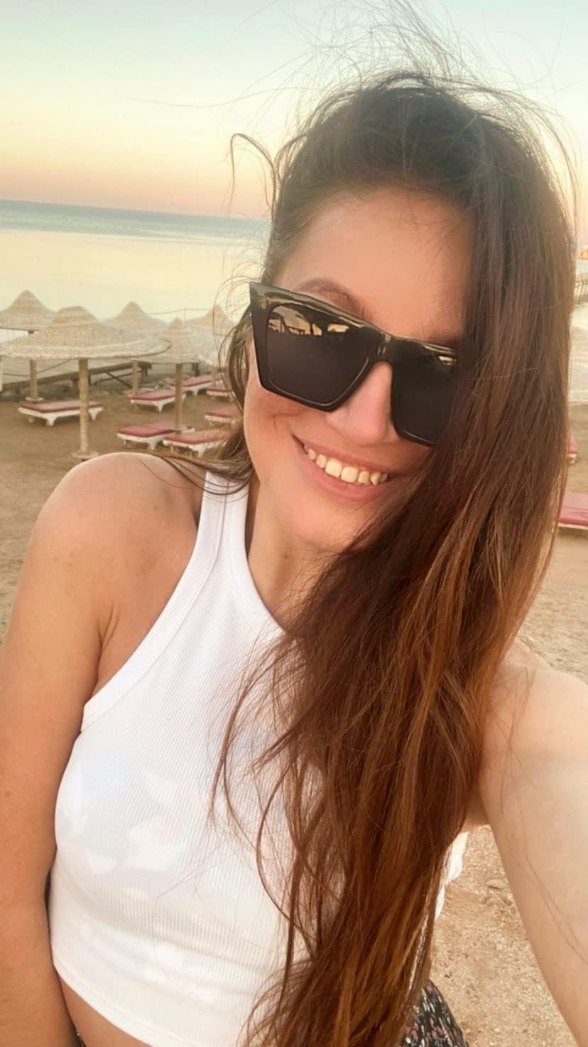 商品图片 5 | B08R8QL6DQ | FEISEDY Vintage Polarized Square Cat Eye Sunglasses Women Trendy Fashion Cateye Polarized Sunglasses B2692