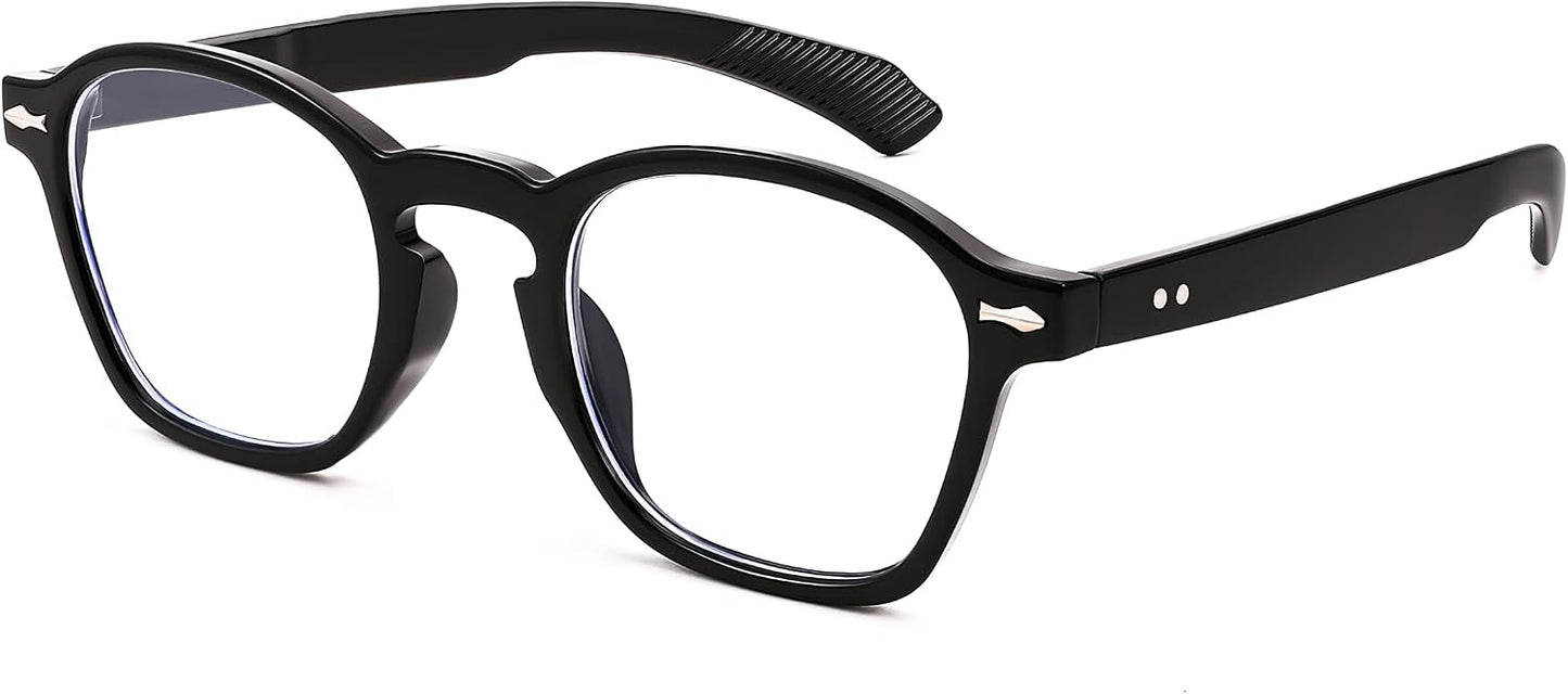 Black Frame / 50 Millimeters | B0B7MDH4RM | FEISEDY Women Men Blue Light Blocking Computer Glasses Retro Small Round Sqaure Frame Eyewear B2928