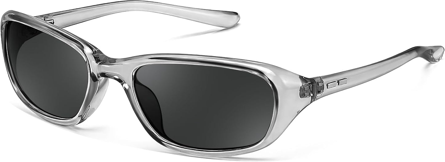 Grey / 58 Millimeters | B0GLGP1C3R | FEISEDY Y2K Bug Eye Cat Eye Oval Sunglasses for Women Men B0407 | Ultra-lightweight, UV400 protection, Versatile & Chic, Petite faces