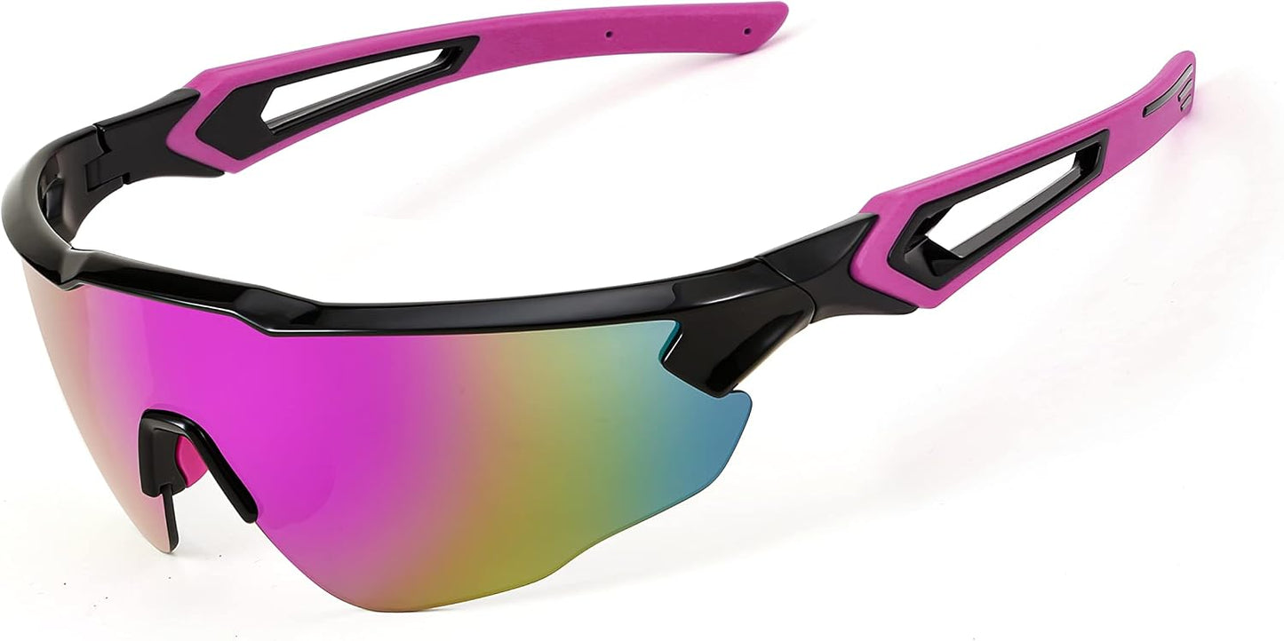 商品图片 30 | B0B2WDLNDM | FEISEDY Sports Sunglasses, with 5 Lenses for Men Women, TR90 Lightweight, Baseball Cycling Motorcycle Running Golf B2940