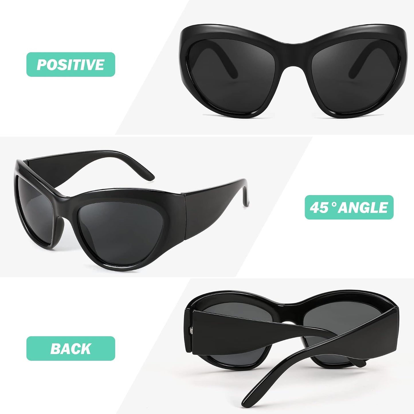 商品图片 4 | B0BQBWYZF6 | FEISEDY Trendy Y2k Sunglasses Women Men Oversized Shield Sunglasses Fashion Wrap Around Futuristic Glasses B2359