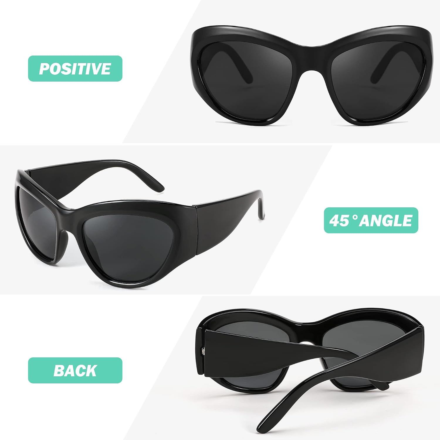 商品图片 4 | B0BQBWYZF6 | FEISEDY Trendy Y2k Sunglasses Women Men Oversized Shield Sunglasses Fashion Wrap Around Futuristic Glasses B2359