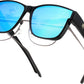 Glossy Black Frame & Blue Mirror Lens / 63 Millimeters | B0GQGZ4PGF | FEISEDY Fit Over Glasses Polarized Sunglasses Oversized Square UV400 B0250