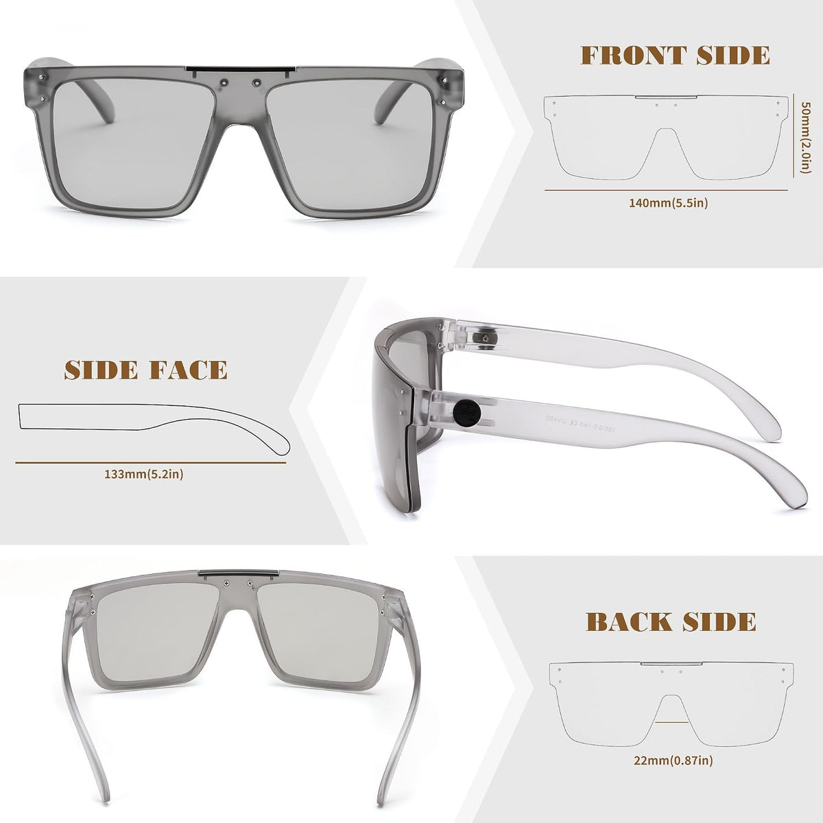 ÉÌƷͼƬ 28 | B0BZ4J86KV | FEISEDY Polarized Sunglasses for Men, Z87 Oversized Square Flat Top B2990