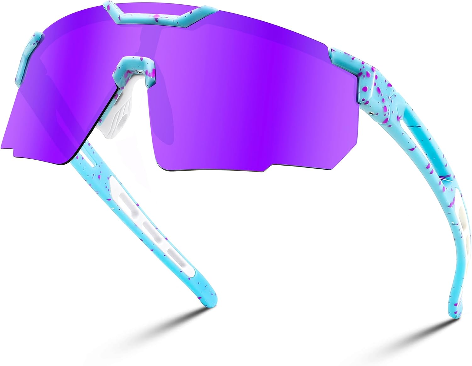 Blue Frame Purple Mirrored Lens / Large | B0D2R98HJ9 | FEISEDY Cycling Sunglasses for Men Women, Sport Sunglasses for Baseball Softball Running Fishing Golf UV400 B0167