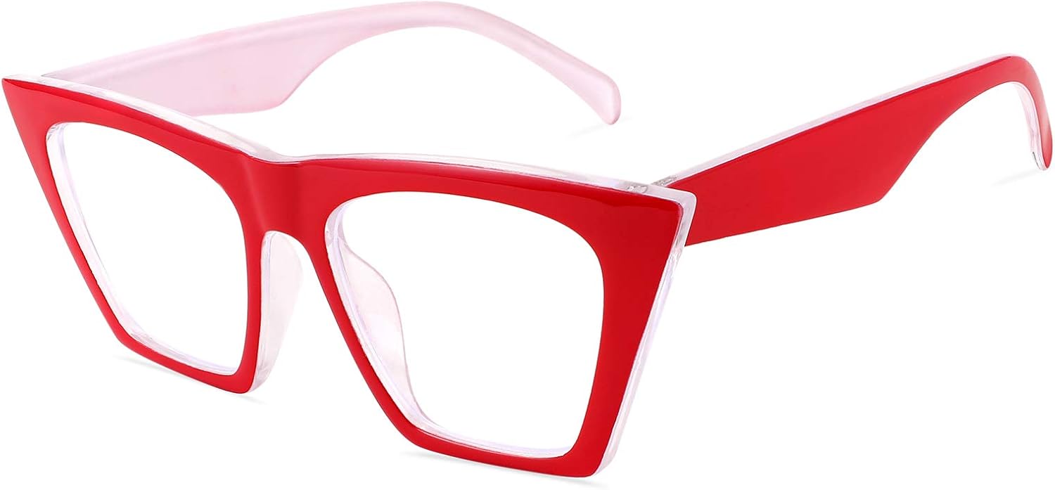 Red / 1.5 x | B08VNQPH3Y | FEISEDY Square Cat Eye Reading Glasses Blue Light Blocking Women Fashion Cateye Reader Anti Glare Digital Eyestrain B2604