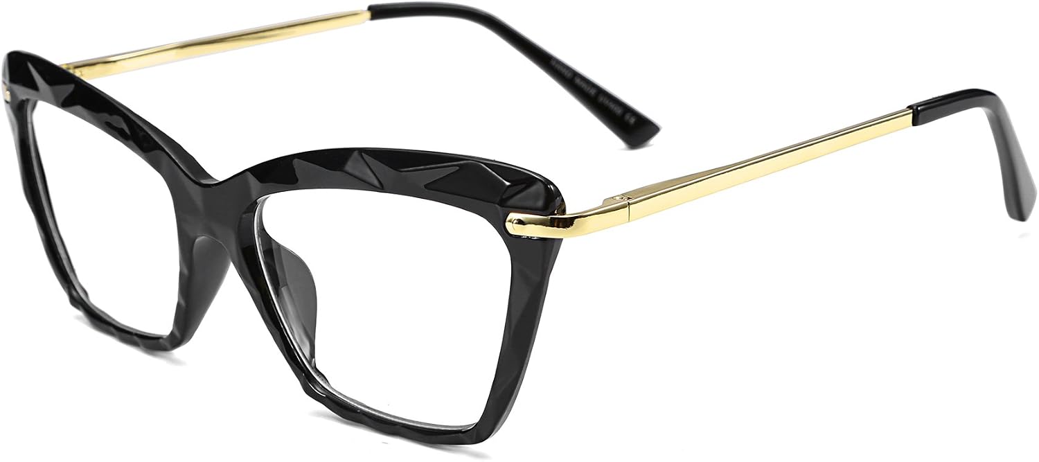 Black / 55 Millimeters | B07FR4RTW9 | FEISEDY Cat Eye Glasses Frame Clear Lenses Lightweight Eyewear for Women B2440